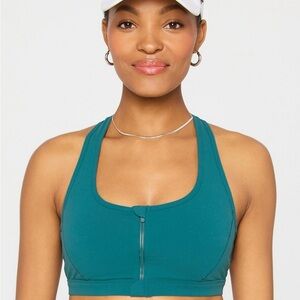 Medium Green Abyss Essential Front Zip Impact Sports Bra NWT